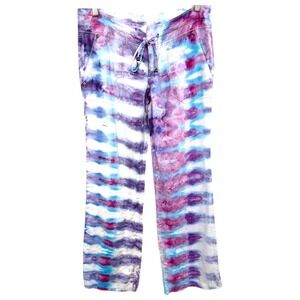 Buffalo David Bitton Size 26 Pants Handmade Tie Dye Linen‎ Blue Purple 331